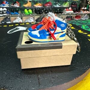 Mini 3D Printed Sneaker Keychain ‘AJ1-Off White UNC’